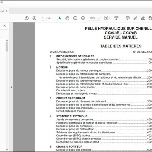 Case Pelles sur Chenilles CX350B - CX370B Service Manuel Lep 84124930B - PDF DOWNLOAD (French)