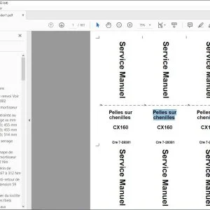 Case Pelles sur chenilles CX160 Service Manuel 7-28381 - PDF DOWNLOAD (French)