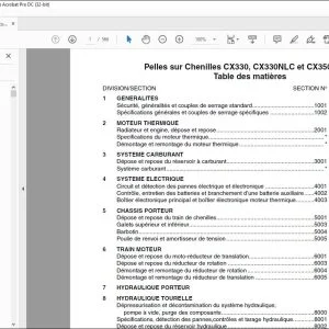 Case Pelles sur chenilles CX330, CX330NLC CX350 Tier 3 Service Manuel 87524704A - PDF DOWNLOAD (French)