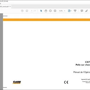 Case Pelles sur chenilles CX700B Manuel de l’Opérateur 84330660 - PDF DOWNLOAD (French)