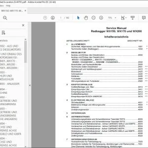 Case Radbagger WX150, WX170 und WX200 Service Manual - PDF DOWNLOAD (German)