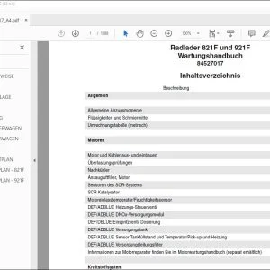 Case Radlader 821F und 921F Wartungshandbuch 84527017 - PDF DOWNLOAD (German)