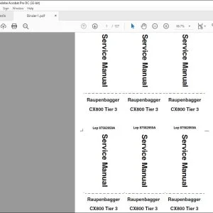 Case Raupenbagger CX800 Tier 3 Service Manual 87562959A - PDF DOWNLOAD (German)