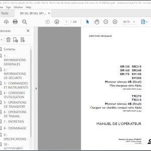 Case SR130, SR160, SR175, SR210, SR240, SV185, SV280, TR270, TR310 Tier 4B (final) Alpha series MANUEL DE L’OPÉRATEUR(47948432) - PDF DOWNLOAD(FRENCH)