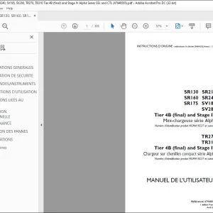 Case SR130 SR160 SR175 SR210 SR240 SV185 SV280 TR270 TR310 Tier 4B (final) & Stage IV Alpha Series SSL & CTL MANUEL DE L’UTILISATEUR 47948565 - PDF DOWNLOAD (French)