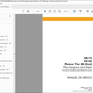 Case SR175 SV185 Moteur Tier 4B (final) Mini-chargeuse série Alpha MANUEL DE SERVICE 47711663 - PDF DOWNLOAD (French)