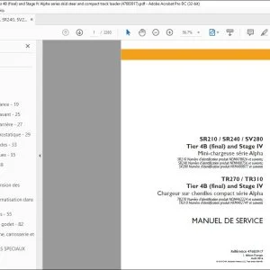 Case SR210 SR240 SV280 TR270 TR310 Tier 4B (final) & Stage IV Alpha series SSL & CTL MANUEL DE SERVICE 47683917 - PDF DOWNLOAD (French)
