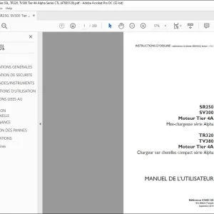 Case SR250 SV300 Tier 4A Alpha Series SSL TR320 TV380 Tier 4A Alpha Series CTL MANUEL DE L’UTILISATEUR 47685128 - PDF DOWNLOAD (French)