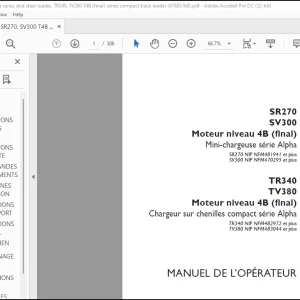 Case SR270, SV300 T4B (final) alpha series skid steer loader, TR340, TV380 T4B (final) series MANUEL DE L’OPÉRATEUR(47685168) - PDF DOWNLOAD (French)