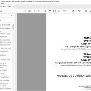 Case SR270 SV340 Stage IV Mini-chargeuse série Alpha TR340 TV380 Stage IV Chargeur sur chenilles compact série Alpha MANUEL DE L’UTILISATEUR 47929237 - PDF DOWNLOAD (French)