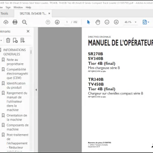Case SR270B SV340B Tier 4B (final) Mini-chargeuse série B TR340B TV450B Tier 4B (final) Chargeur sur chenilles compact série B MANUEL DE L’OPÉRATEUR(51509790) - PDF DOWNLOAD (French)