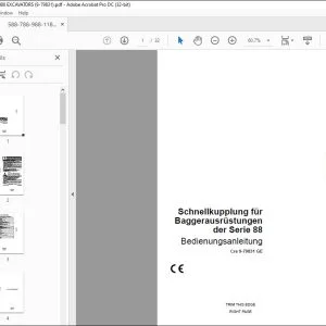 Case Schnellkupplung für Baggerausrüstungen der Serie 88 Bedienungsanleitung Cre 9-79831 - PDF DOWNLOAD (German)
