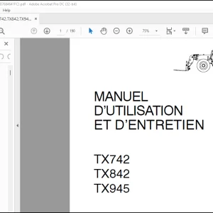 Case TX742 TX842 TX945 D’UTILISATION ET D’ENTRETIEN MANUEL (87684641FC)-PDF DOWNLOAD (FRENCH)