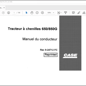 Case Tracteur à chenilles 650850G Manuel du conducteur(9-24712 FC) - PDF DOWNLOAD (French)