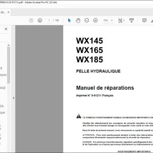 Case WX145 WX165 WX185 PELLE HYDRAULIQUE Manuel de réparations 9-91211 - PDF DOWNLOAD (French)