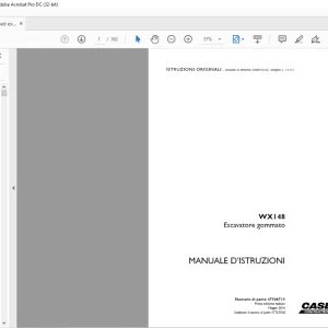 Case WX148 Escavatore gommato MANUALE D’ISTRUZIONI 47986719 - PDF DOWNLOAD (Italian)