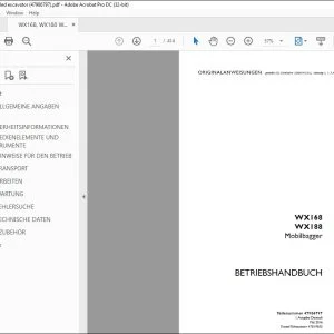 Case WX168 WX188 Mobilbagger BETRIEBSHANDBUCH 47986797 - PDF DOWNLOAD (German)