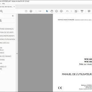 Case WX168 WX188 Pelle sur roues MANUEL DE L’UTILISATEUR 47476362 - PDF DOWNLOAD (French)
