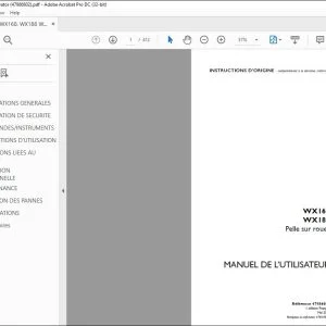 Case WX168 WX188 Pelle sur roues MANUEL DE L’UTILISATEUR 47986802 - PDF DOWNLOAD (French)