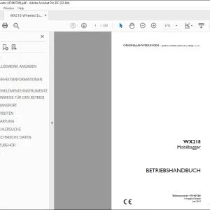 Case WX218 Mobilbagger BETRIEBSHANDBUCH 47440708 - PDF DOWNLOAD (German)