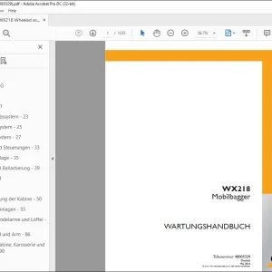 Case WX218 Mobilbagger WARTUNGSHANDBUCH 48005329 - PDF DOWNLOAD (German)
