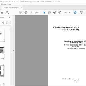 Claas 4-Ventil-Dieselmotor 4045 — ECU (Level 34) TECHNISCHES HANDBUCH - PDF DOWNLOAD (German)