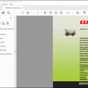 Claas JAGUAR 980-930 Feeder Weld on wear bar Conversion instructions Manual_FR_EN_DE_IT  - PDF DOWNLOAD
