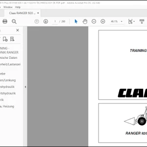 Claas RANGER 920 - 975 Plus TRAINING - TECHNIK MANUAL - PDF DOWNLOAD (German)