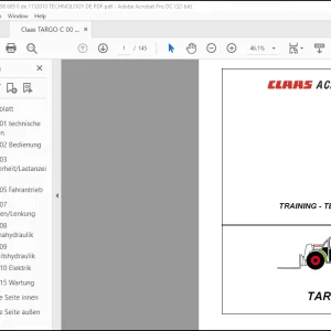 Claas TARGO C TRAINING - TECHNIK MANUAL  - PDF DOWNLOAD (German)