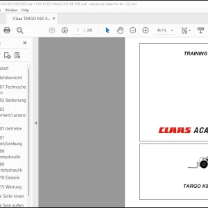 Claas TARGO K50, K60, K70 TRAINING - TECHNIK MANUAL - PDF DOWNLOAD (German)