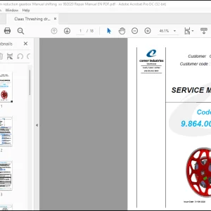 Claas Threshing drum reduction gearbox Manual shifting  Service Manual - PDF DOWNLOAD