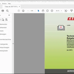 Claas ab 2007 Technischer Ratgeber Mähdrescher Feldhäcksler Pressen Ladewagen Futtererntemaschinen Vorsatzgeräte Transportwagen Teleskoplader - PDF DOWNLOAD