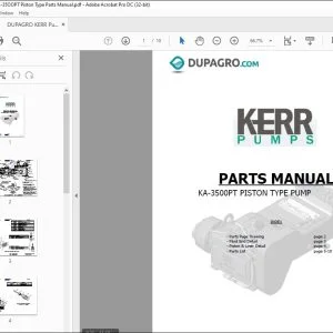 DUPAGRO KERR Pump KA-35OOPT Piston Type Parts Manual - PDF DOWNLOAD