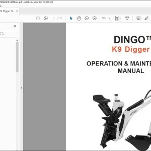 Dingo K9 Digger OPERATION & MAINTENANCE MANUAL - PDF DOWNLOAD