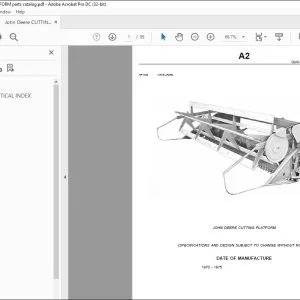 Illustrated Parts Manual for John Deere Cutting Platform PDF