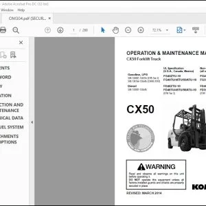 Komatsu Gasoline LPG FG40ZTU-10 FG40TU-10 FG40Z-10 FG35-10 Diesel FD40ZTU-10 FD40TU-10 FDZY-10 Operation & Maintenance Manual OM304 - PDF