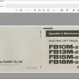 Komatsu FBM10M-2 FBM13M-2 FB15M-2 FB18M-2 Electric Lift Truck Operation & Maintenance Manual - PDF DOWNLOAD