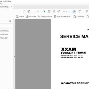 Komatsu Forklift Truck FB10M-2 FB13M-2 FB15M-2 FB18M-2 Service Manual SM018 - PDF DOWNLOAD