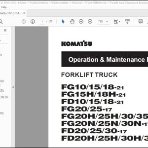 Komatsu Forklift Truck FG10-21 FG15H-21 FD10-21 FG20-17 FG20H-17 FG20N-17 FD20-17 FD20H-17 Operation & Maintenance Manual TEN00711-10 PDF