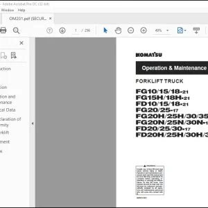 Komatsu Forklift Truck FG10-21 FG15H-21 FG10-21 FG20-17 FG20H-17 FG20N-17 FD20-17 FD20H-17 Operation & Maintenance Manual TEN00556-01 - PDF DOWNLOAD