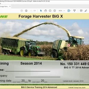 Krone Forage Harvester BiG X Service Training Manual - PDF DOWNLOAD