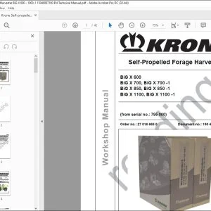 Krone Self-propelled Forage Harvester BiG X 600 - 1000-1 15040087100 EN Technical Manual - PDF DOWNLOAD