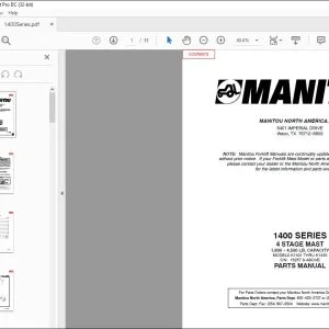 Manitou 1400 SERIES 4 Stage Mast Parts Manual R336 - PDF DOWNLOAD