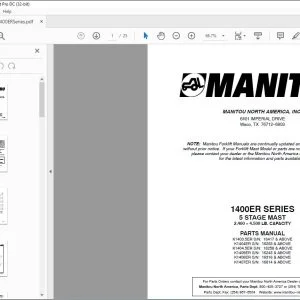 Manitou 1400ER SERIES 5 STAGE MAST PARTS MANUAL - PDF DOWNLOAD