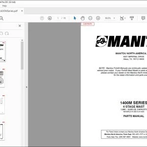Manitou 1400M SERIES 4 STAGE MAST PARTS MANUAL R377 - PDF DOWNLOAD