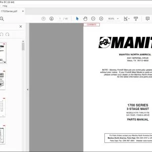 Manitou 1700 SERIES 3 Stage Mast Parts Manual R109 - PDF DOWNLOAD