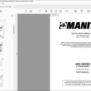 Manitou 4300 SERIES 3 Stage Mast Parts Manual R274 - PDF DOWNLOAD