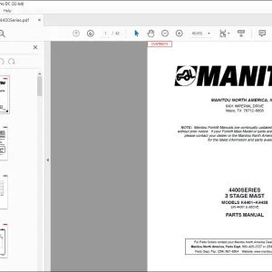 Manitou 4400 SERIES 3 Stage Mast Parts Manual R276 - PDF DOWNLOAD