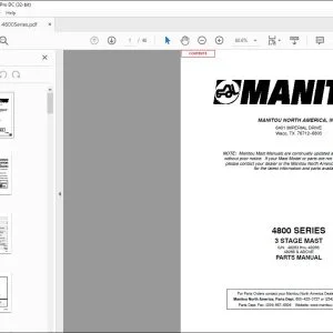 Manitou 4800 SERIES 3 Stage Mast Parts Manual R382 - PDF DOWNLOAD