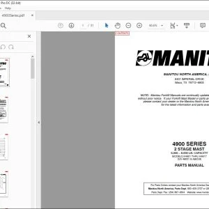 Manitou 4900 SERIES 2 Stage Mast Parts Manual R42 - PDF DOWNLOAD